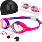 Kids Swim Goggles, Anti-fog and UV Protection with Swim Cap for Age 3-15 Youth Boys Girls Toddler