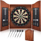 Sisal Dart Board Cabinet Sets, Decorative Dart Boards for Adults [6*Steel Darts] - Wooden Dartboard Cabinet with Integrated Scoreboard for Family Game Rooms