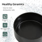 Ceramic Raised Double Bowls Set with Stand, Food & Water Bowls for Medium Breed Dogs, Weighted Dog Dishes, Pet Bowl(7.3'',41OZ, Black)