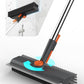 Floor Scrub Brush with Long Handle, 3 in 1 Multi-angle Swivel Right Angled Bristle Floor Scrubber Brush with Squeegee and Tweezer for Cleaning Tile Wall Deck Bathroom Patio Garage Kitchen (Grey)