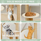 Wood Cat Tree 17” x 16”x 53” Modern Sturdy Cat Tower with Double Condos Hand-Woven Beds & Toys Multilevel Huge Paws Pals Tree Indoor Cat Furniture for Big Cats