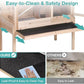 Guinea Pig Cage with Wooden Stand,Indoor Rabbit Hutch with 2 Stories,Hamster Cage with Anti Chew Ramp,Hideout, Platform, Pull Out Tray (Wood)