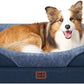 EHEYCIGA Memory Foam Dog Bed for Large Sized, Orthopedic Dog Sofa with Sides and Waterproof Liner, Washable Bolster Pet Couch with Removable Cover, 36x27x7 Inch, Navy