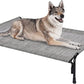 Veehoo Outdoor Elevated Dog Bed, Raised Dog Cot for Large Dogs, Cooling Washable Waterproof Pet Hammock Beds with Slope Headrest, Breathable Mesh and Sturdy Frame, Large, Black Silver, CWC2204