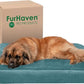 Furhaven Orthopedic Dog Bed for Large Dogs w/ Removable Bolsters & Washable Cover, For Dogs Up to 125 lbs - Plush & Suede Sofa - Deep Pool, Jumbo Plus/XXL