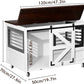 47 inch XL Dog Crate Furniture with Top-Access Teasing/Feeding Doors, Farmhouse Wooden Decorative Dog Crates with Wheels, Chew-Resistant Dog Crates End Table for Medium&Large Dogs, White