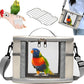 Bird Travel Carrierm, Small Bird Travel Backpack Carrier Cage with Tray and Breathable Clear Window, for Parakeet Cockatiel Budgies, for Camping Hiking (Large-White)