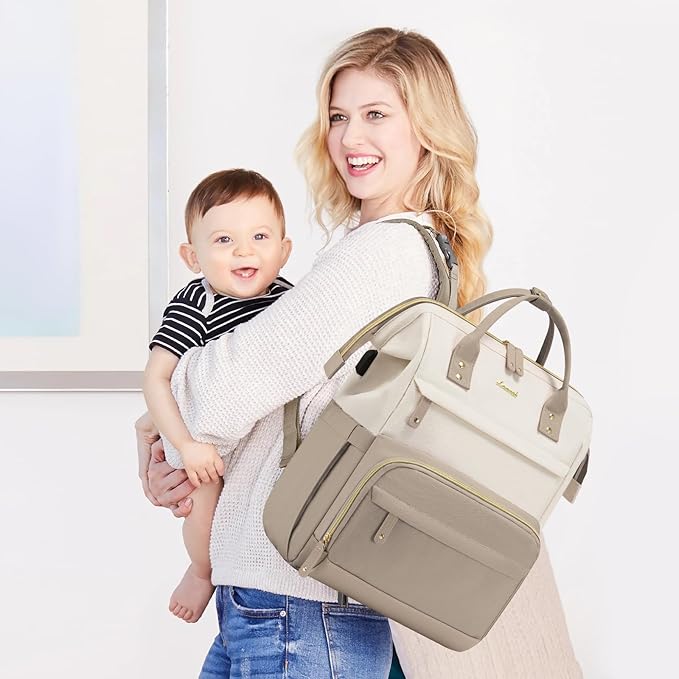 LOVEVOOK Diaper Bag Backpack, Baby Bag with Changing Station, Large Diaper Backpack for Moms Dads, Waterproof Leather Accents Baby Boy and Girl Bag for Travel Baby Essentials