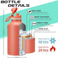 64oz Insulated Water-Bottle with Strap - Half Gallon Water Jug with Straw & Spout Lid, 2 Liter Stainless Steel Water Bottle Leak Proof, Cold-48h Hot-24h Metal Flask w/Paracord Handle, Carrier Case