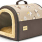 Jiupety Indoor Dog House, 2 in 1 Portable Foldable House Bed with Cover, Pet Tent & Cave Bed for Cats and Small Dogs, M(18"×14"×13"), Up to 9 Lb, Brown