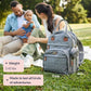 BabbleRoo Diaper Bag Backpack - Baby Essentials, Travel Essentials Baby Bag with Changing Pad, Stroller Straps & Pacifier Case - Unisex, Gray Swirls