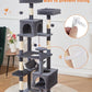 Taoqimiao Cat Tree, 68-Inch Cat Tree Cat Tower for Indoor Cats, Plush Multi-Level Cat Condo with 6 Scratching Posts, 2 Perches, 2 Caves,Hammock, 3 Pompoms,MS020SG Smoky Gray