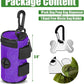 Dog Poop Bag Holder for Leash Attachment - Waste Bag Dispenser for Leash - Fits Any Dog Leash - Portable Set with Hand Free Holder Metal Carrier, Round Shape, Purple