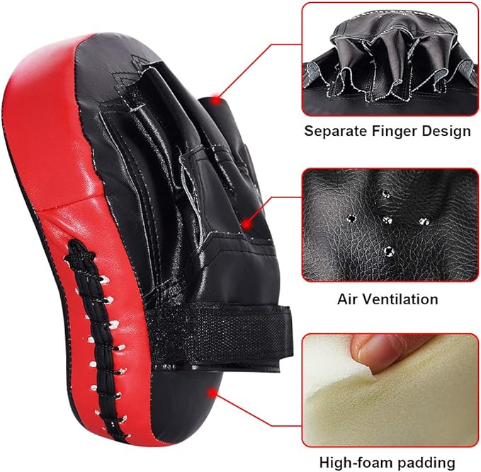 TLBTEK 2PCS Curved Punching Mitts Boxing Pads Hand Target Gloves Training Focus Pads for Kickboxing Muay Thai MMA Martial Art UFC for Kids, Men & Women