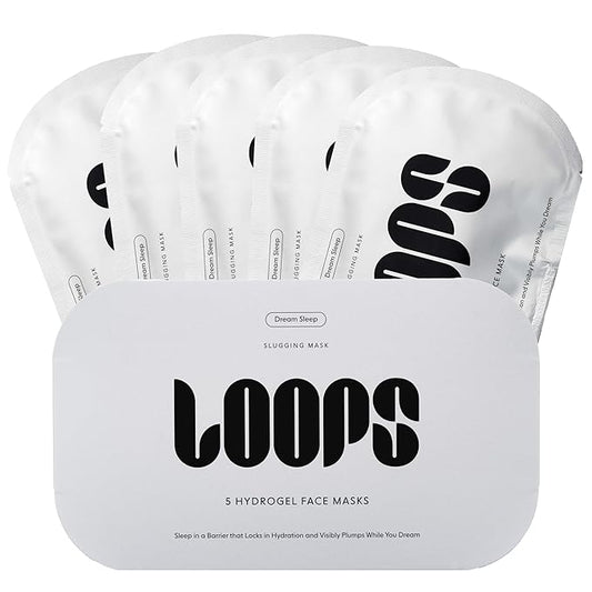 LOOPS DREAM SLEEP - Nighttime Slugging Hydrogel Facial Mask w/Natural Oils, Vitamins, Antioxidants, & Fatty Acids - Restored Skin, Toned, Plump, Hydrated - 5 pc
