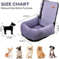 Dog Car Seat for Small Medium Dogs Up to 40lbs, Detachable Washable Soft Pet Booster Travel Bed for Front & Purple Seat with Safety Leash Belt