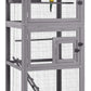 GUTINNEEN Large Bird Cage Outdoor Wooden Aviary Indoor on Wheels, with Play Stand, Perches, Nest Habitat & Wire Mesh Tray for Easy Cleaning