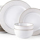 GBHOME Ceramic Dinnerware Sets, 24 pcs Embossed Elegant Stoneware Plates and Bowls Sets, Housewarming Wedding Gift | Dishwasher & Microwave Safe | Dishes Set Service for 8