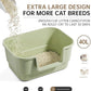 Cat Litter Box with Litter Mat and Scoop,High Wall Enclosed Cat Litter Boxes for Anti-Leakage, Covered Kitty Litter Box with Handle and Buckles for Portability and Privacy, Odor Control (Green)