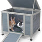 COZIWOW 24inches Wooden Catio Outdoor Cat House Small Animal House，Rabbit Hutch Indoor，Stable Weatherproof Bunny Cage Pet Shelter for Small Cat Dog Rabbit Guinea Pig (Grey)