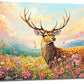Deer Large Wall Art Wildflower Landscape Pictures Rustic Flowers Wall Decor Wild Animal Nature Canvas Print Painting Artwork for Bathroom Living Room Bedroom 30"x60"