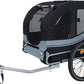 Blue-Grey Large Folding Bike Trailer for Dogs – Heavy-Duty Steel Frame, 66LB Capacity Pet Carrier for All-Terrain Cycling, Jogging & Camping Adventures!