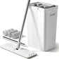 JOYMOOP Mop and Bucket with Wringer Set, White Flat Squeeze Bucket Set for Floor Cleaning, Wet Dry Wall Cleaner with Long Handle, Hardwood Floor Mop-3 Microfiber Cloths
