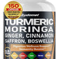 Turmeric Moringa Ginger Boswellia Quercetin Cinnamon Saffron Tart Cherry Odorless Garlic Nettle -150 Capsules- Made in USA