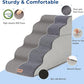 Dog Stairs for High Beds - Pet Stairs Ramp for Couch, 35D Foam Dog Steps for Small to Large Pets, with Non-Slip Bottom Beige, 5 Steps