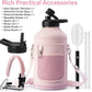 Insulated Water Bottle | Thickened Stainless Steel Vacuum Metal | Portable Sports Half Gallon Large Water Jug for Gym and Hiking with Straw, Carrier Bag, Handle Strap | BPA-Free 64 oz
