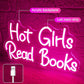 Hot Girls Read Books Neon Sign,Classroom Neon Sign,Pink LED Light Up Wall Sign for Classroom,Girls Bedroom,Dorm Room,Back to School Decor,College Gift,Cute Study Room Led Neon Light