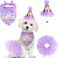 SCENEREAL Dog Birthday Bandana with Hat and Dress Girl Set, Puppy Birthday Party Supplies, Cute Tutu Skirt Outfit for Small Medium Large Dogs