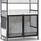 MCombo Furniture Style Dog Crate with Storage Shelves, Heavy Duty Wooden Dog Cage End Table, Triple Doors Pet House Indoor, 1368 (White)