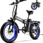 1000W Folding Electric Bike, 48V 20AH Large Removable Battery E Bike, 30+MPH, 80 Miles Max Range, 20" Fat Tire Electric Bike for Adults, Adult Electric Bicycles for Commute Beach Snow