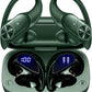 PocBuds Bluetooth Headphones Wireless Earbuds 80hrs Playtime Wireless Charging Case Digital Display Sports Ear Buds with Earhook Deep Bass IPX7 Waterproof Over-Ear Earphones for TV Phone Laptop Olive