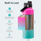 BUZIO Stainless Steel Water Bottle, 40oz Vacuum Insulated Double Wall Leak Proof Sports Water Bottle with Straw Lid and Flex Cap for Gym Travel Camping, Rose and Green