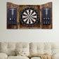Sisal Dart Board Cabinet Sets, Decorative Dart Boards for Adults [6*Steel Darts] - Wooden Dartboard Cabinet with Integrated Scoreboard for Family Game Rooms