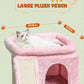 SYANDLVY Small Pink Cat Tree with Perch for Indoor Cats, Cat Tower with Scratching Post, Modern Activity House for Large Cats, Condo with Board, Kittens Cave