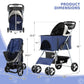 Magshion Foldable Pet Stroller, 3-in-1 Dog Travel Jogger with Detachable Carrier, Cup Holder, Storage Basket, Folding Carrier for Small/Medium Dogs & Cats Up to 33 lbs, Navy Blue
