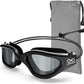 Swim Goggles, Polarized Adult Swimming Goggles Bungee Strap No Hair Pulling Anti-fog Pool Goggles for Men Women
