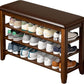 Entryway Shoe Storage Bench with Leather Cushion, Shoe Organizer Bench for Entryway, Ideal for Hallways Front Doors Entrances Mudrooms Featuring Rubberwood And 3 Height-Adjustable and Removable Shelve