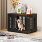 38" Heavy Duty Dog Crate Furniture for Small,Medium and Large Dogs,Rustic Wooden Dog Cage Kennel Indoor Furniture with Waterproof Top,Decorative Pet House Side End Table (Black & Wood)