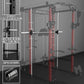 Eonfit E5 Smith Machine with Vertical Leg Press, Power Cage Squat Rack with LAT-Pull Down Cable Crossover Rotating Arms System Home Gym Equipment All in One (E5 RED)