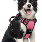 rabbitgoo Dog Harness Medium Sized, No Pull Dog Vest with 3 Buckles, Adjustable Soft Padded Pet Harness with Easy Control Handle and Reflective Strips, Pink, M