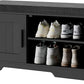 2-Tier Storage Bench, Shoe Bench with Thickened Padded Seat Cushion, Entryway Bench with 2 Doors, Adjustable Shelf, 13.8" D x 37.4" W x 18.5" H, for Entryway, Living Room, Bedroom, Black