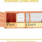 Chick Coop,Outdoor Chicken Run Cage Wooden Triangle Quail Coop with Ventilating Wire Poultry Hutch for Small Animals (Ntural Wood)