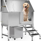 50" Stainless Steel Professional Dog Washing Station - Pet Bathing Tub w/Non-Slip Stairs & Storage Shelf | Slip-Resistant Floor Grate | for Large/Medium/Small Dogs