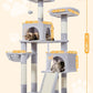 Taoqimiao 56.3-Inch Cat Tree, Cat Tower with Scratching Posts, Cat Tree House for Indoor Cats with hammocks, Toys, Condo and Large Scratch Board, Light Gray MS012W