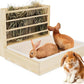 2 in 1 Wooden Rabbit Hay Feeder Box Safe Bunny Feeder Manger Grass Food Holder Rack Hay Holder with Toilet Rabbit Hay Feeder with Litter Pan Designed for Rabbits Guinea Pig Hamster Small Animals