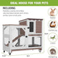 Rabbit Hutch Outdoor Indoor,Two Story Wooden Bunny Cage with Casters,Guinea Pig Cage for Small to Medium Animals with Waterproof Roof and Leakproof Tray